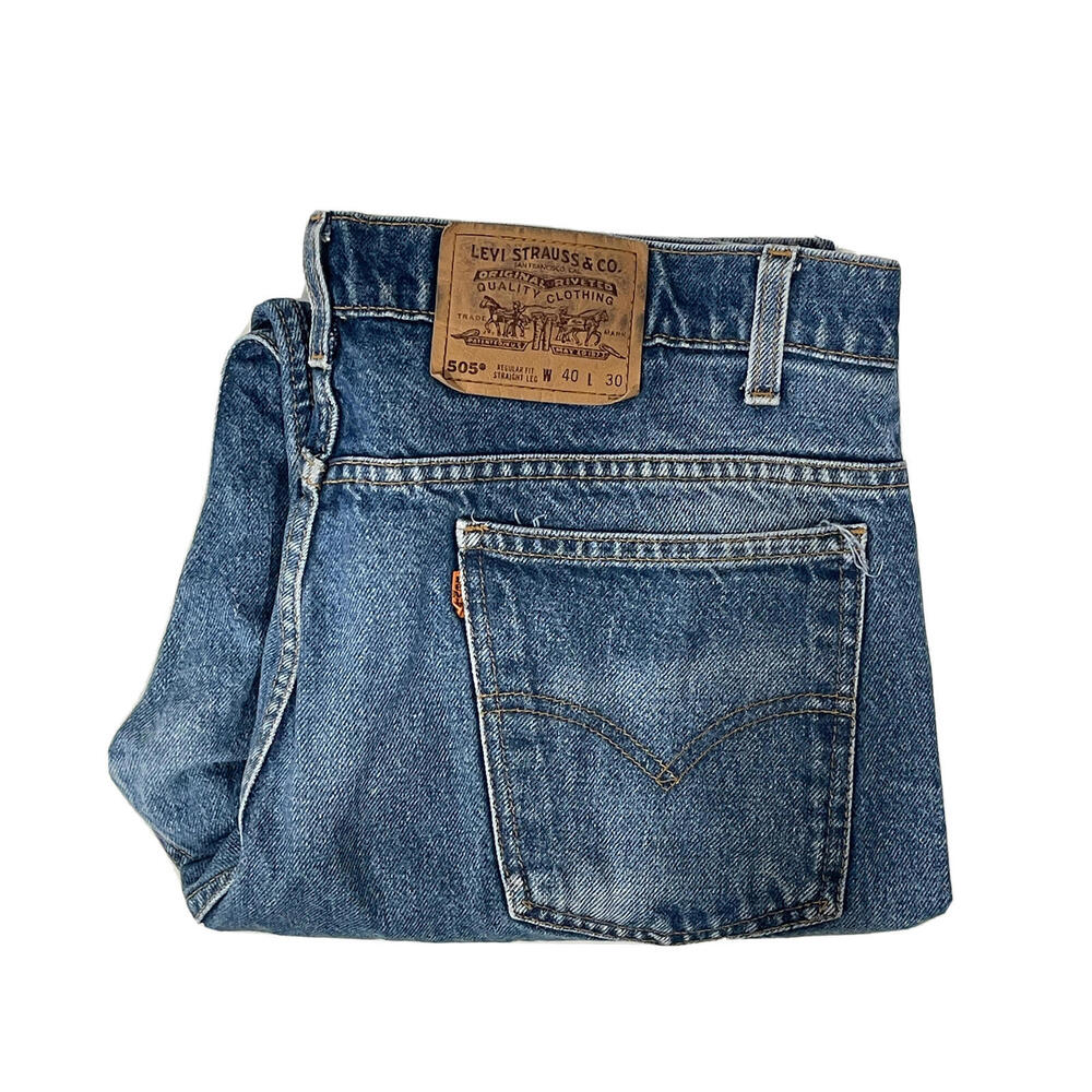 Levi's 505 Mens 40x30 Straight Fit Stonewash Blue Denim Jeans